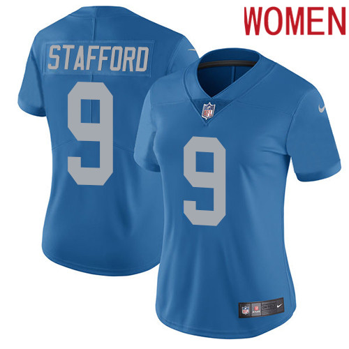 2019 Women Detroit Lions 9 Stafford blue Nike Vapor Untouchable Limited NFL Jersey style 2
